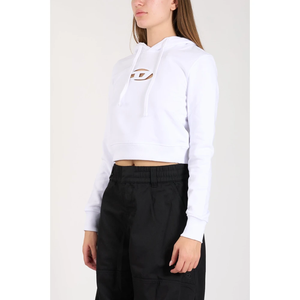 Diesel Organisch Katoenen Slim Fit Hoodie White Dames