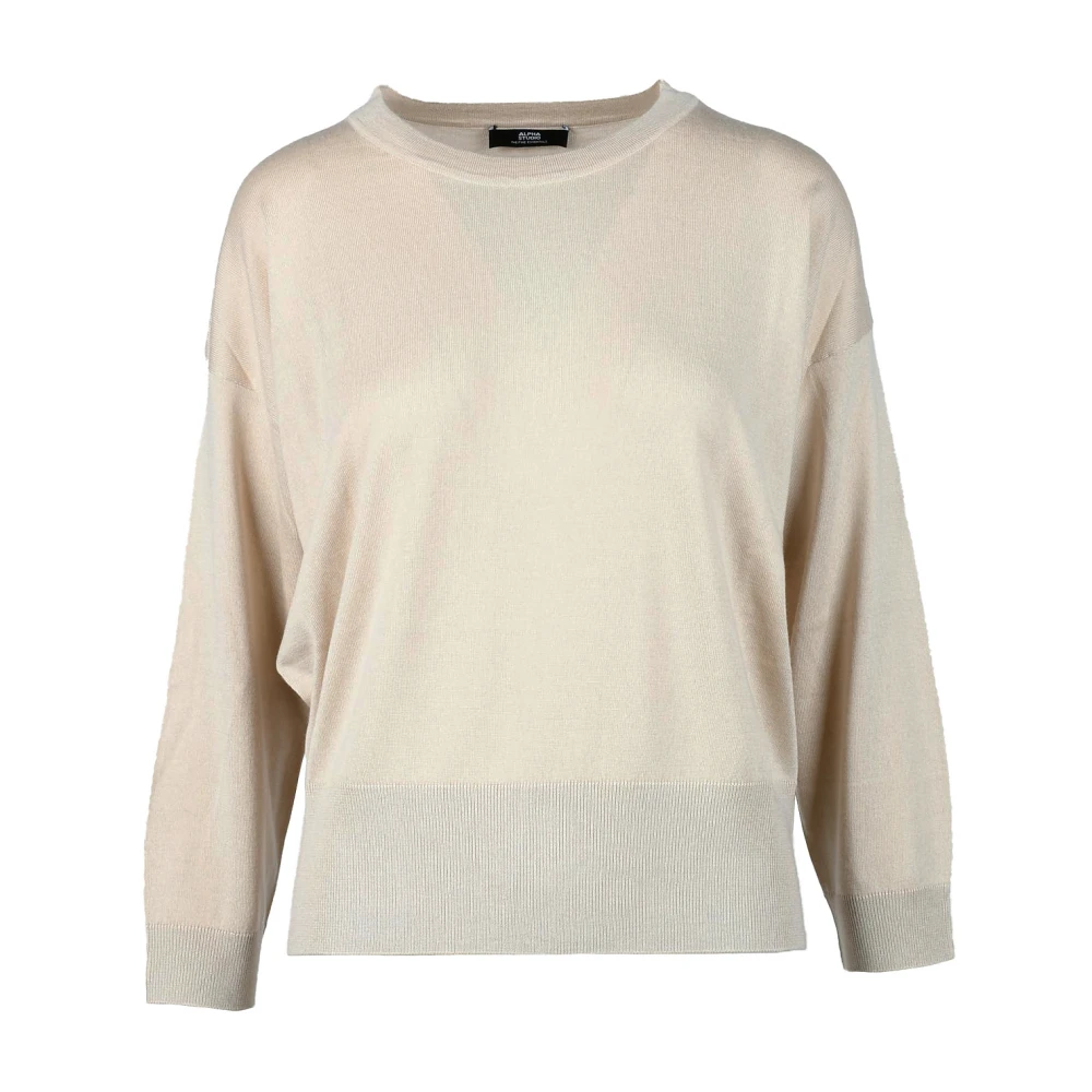 Alpha Studio Round-neck Knitwear Beige Dames