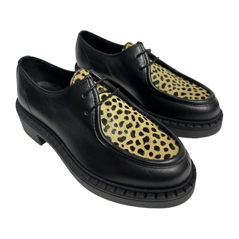 Marco Ferretti Luipaardprint Leren Lage Schoenen Black Dames