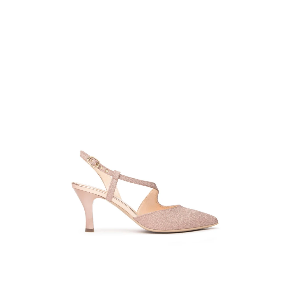 Nerogiardini Pink Pumps, Female, 4 Uk, Glitter Fabric Slingback With Pointed Toe