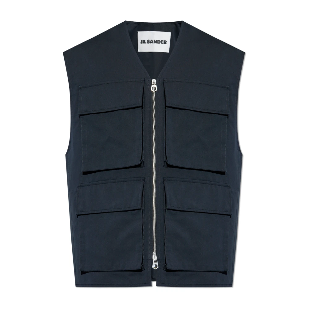 Jil Sander Vest met zijdeafwerking Black Heren