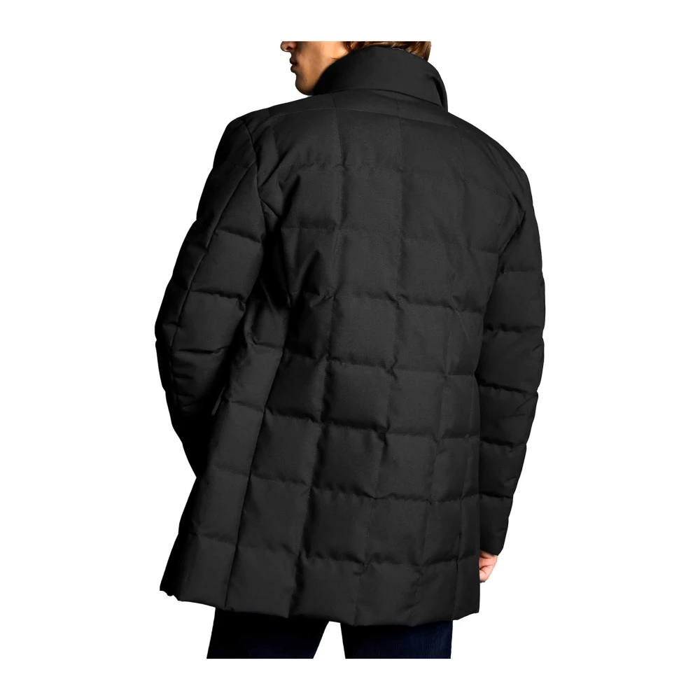 Fay Gewatteerde Geruite Wollen Jas Urban Stijl Black Heren