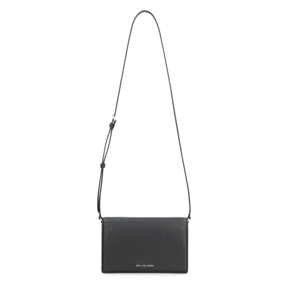 Michael Kors Leren Crossbody Tas met Klep Sluiting Black Dames