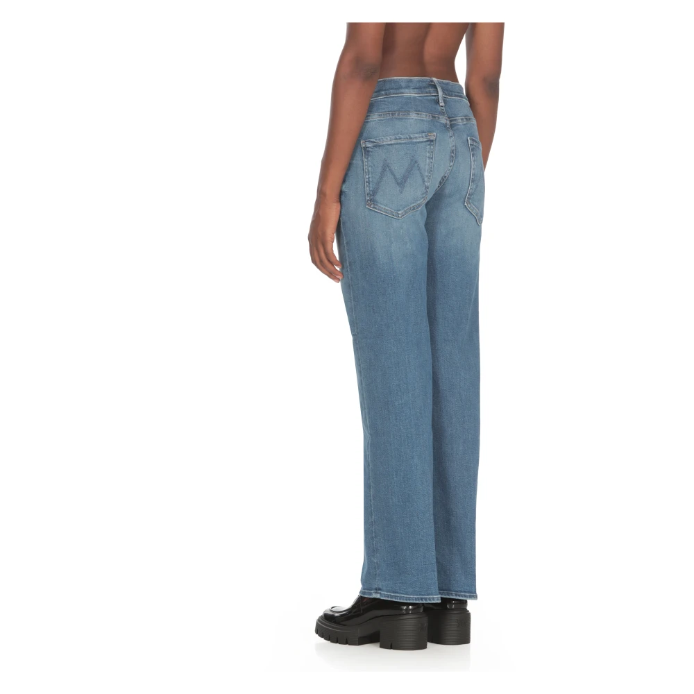 Mother Blauwe Katoenen Jeans met Riemlussen Blue Dames