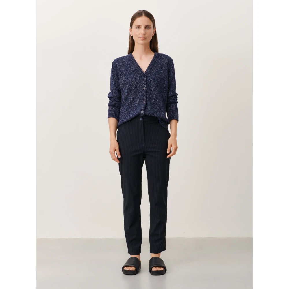 Jane Lushka Blauwe Pilates Vest met Fancy Breiwerk Blue Dames