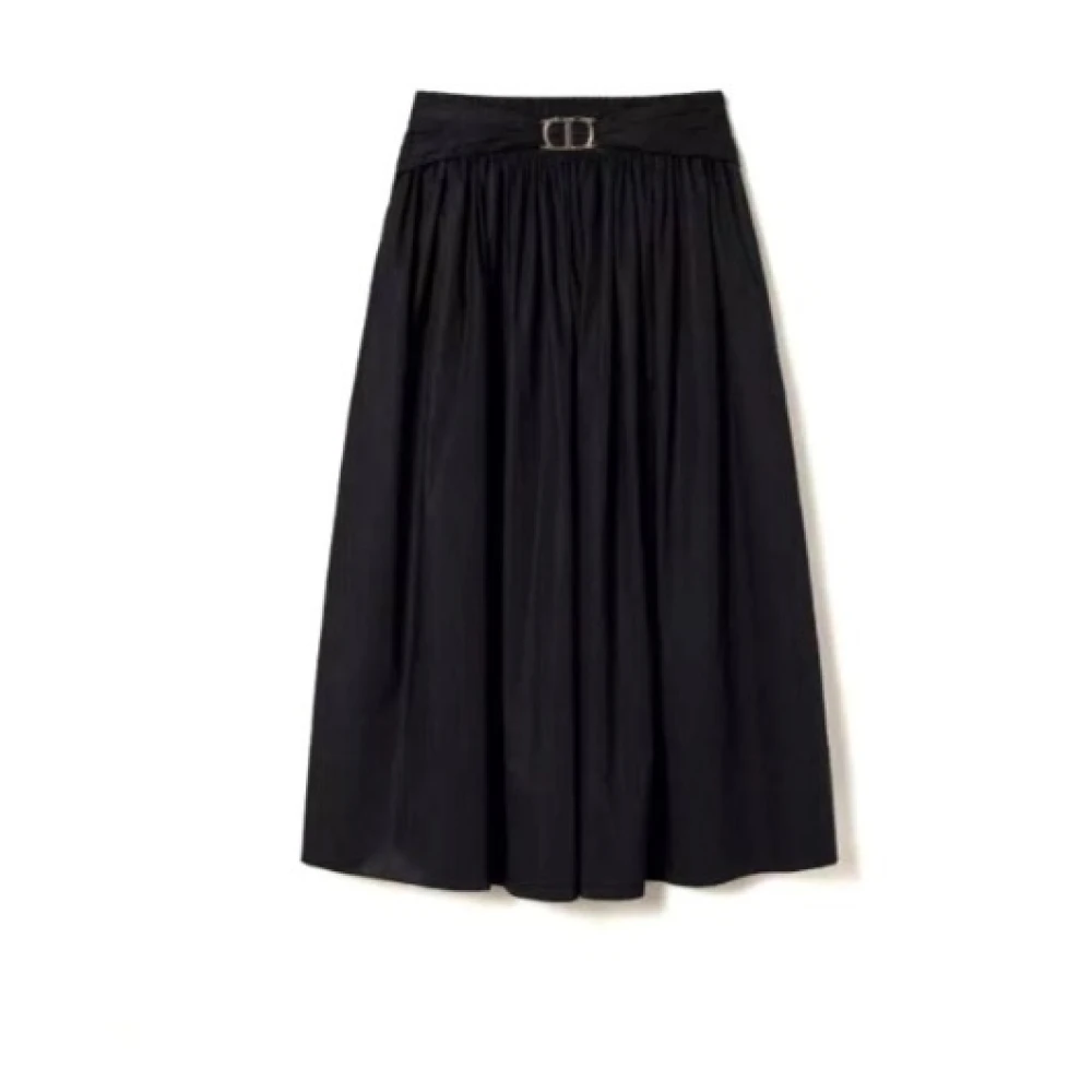 Twinset Zwarte katoenen stretch gerimpelde rok Black Dames