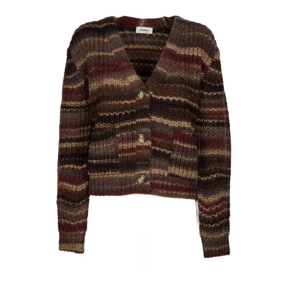 Ottod'Ame Multicolor Bruin Wolmix Cardigan Brown Dames