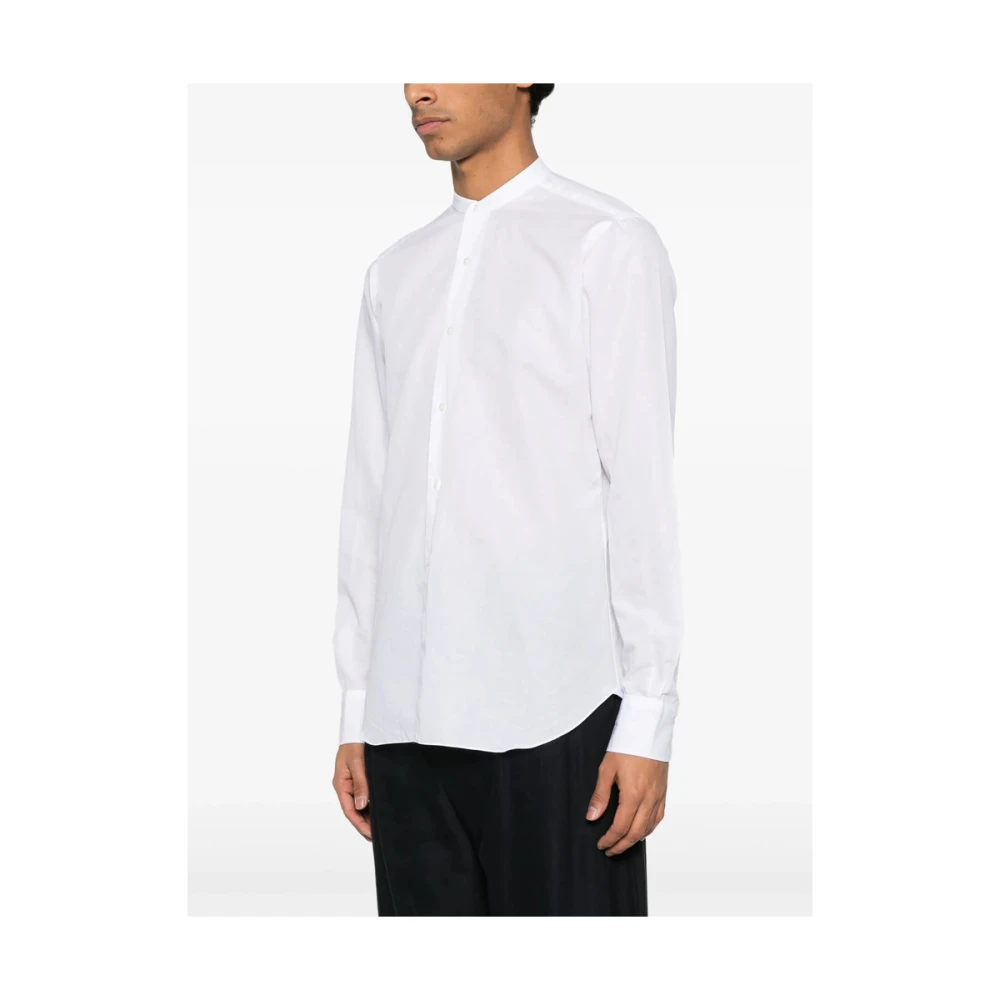 Barba Witte Overhemd met Bandkraag en Knoopmanchetten White Heren