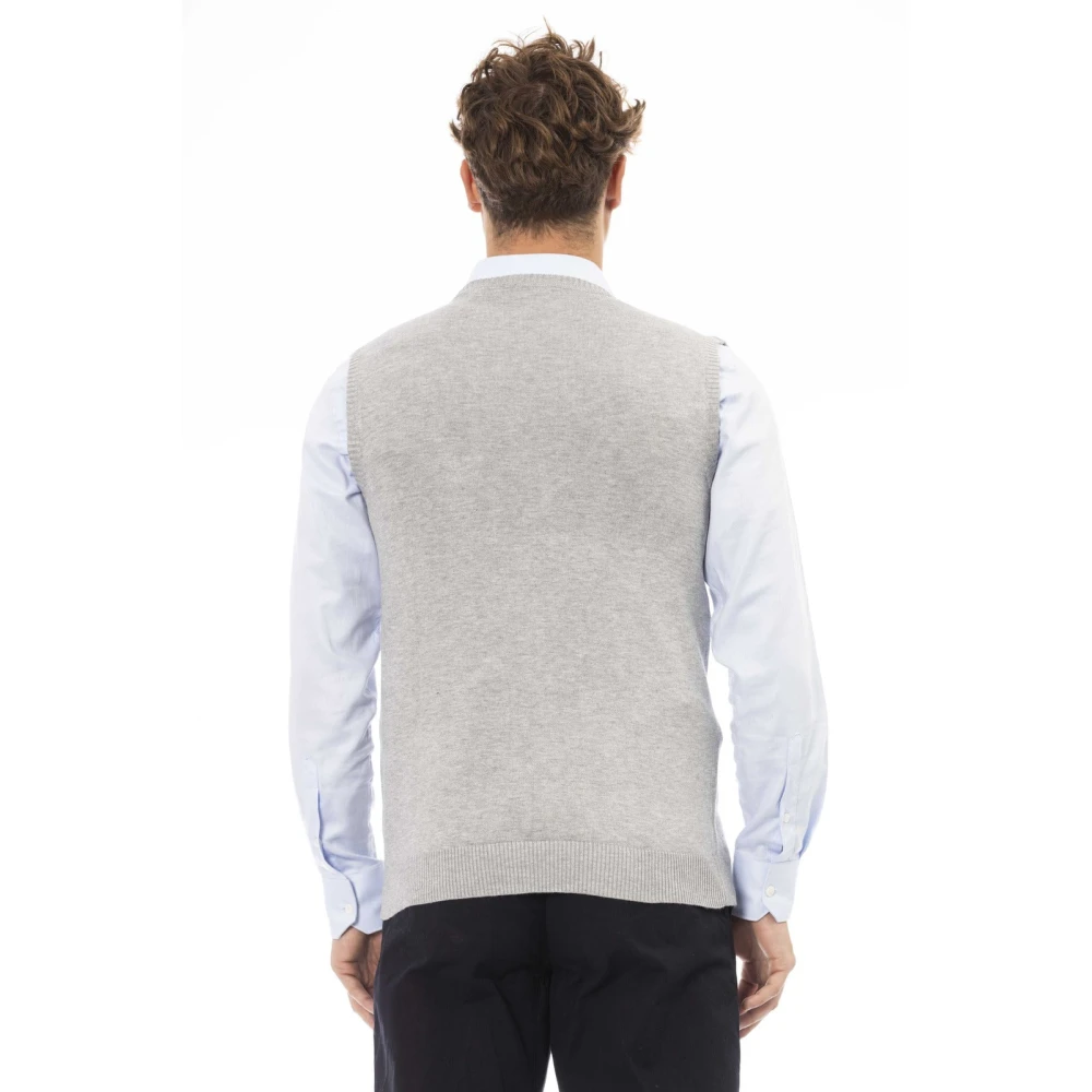 Alpha Studio V-hals Gebreid Vest Regular Fit Gray Heren