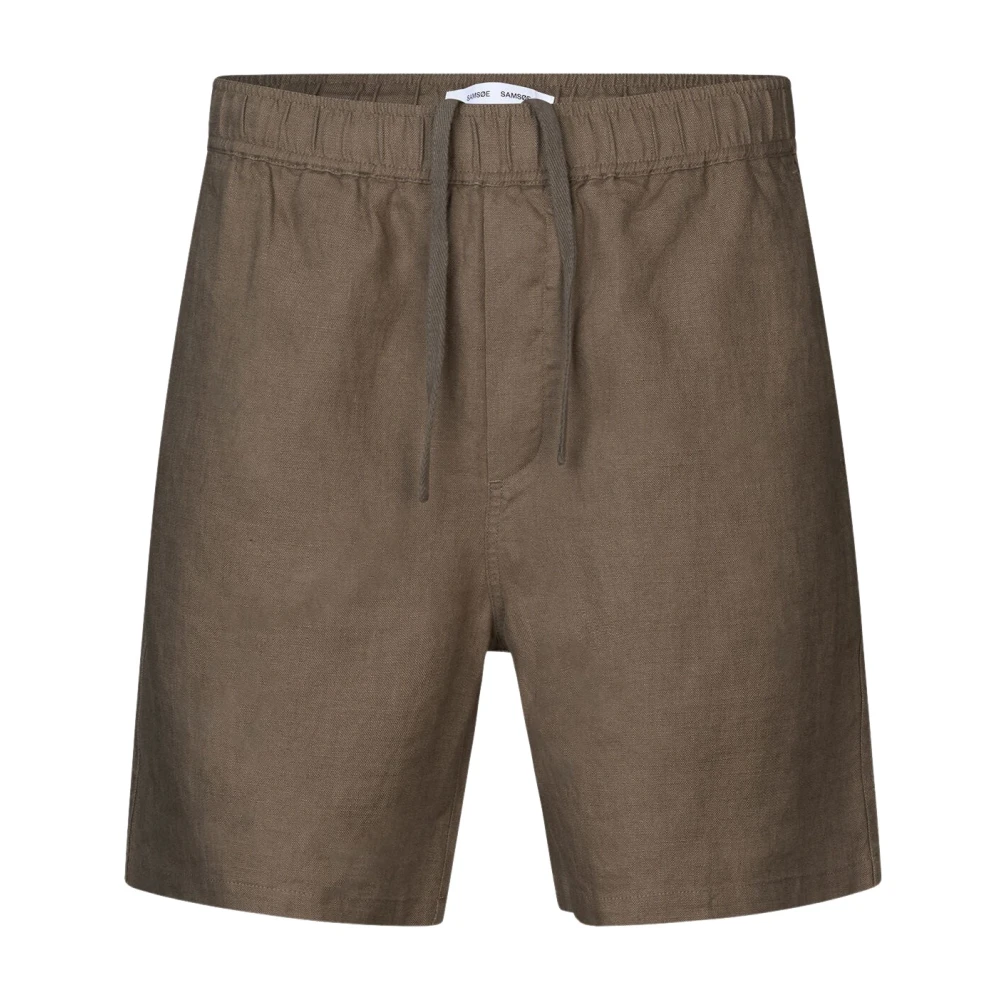 Samsøe Linnen Mid-Waist Shorts met Zakken Brown Heren