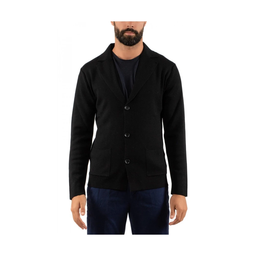 Daniele Fiesoli Heren Cardigan in Klassieke Stijl Black Heren