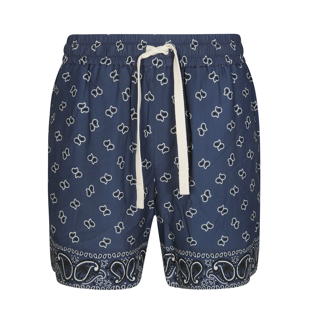 Palm Angels Elegante Paisley Shorts voor strand Blue Heren