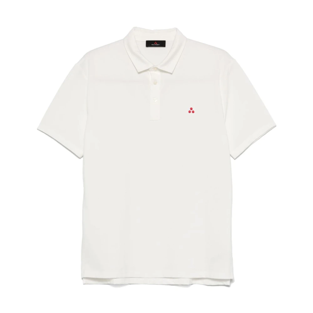 Peuterey White Polo Shirts, Male, S, Embroidered Logo Short Sleeve Polo