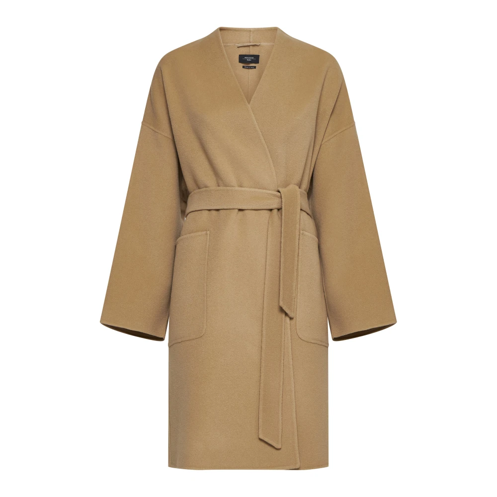 Max Mara Weekend Eris Beige wollen jas met riem Beige Dames