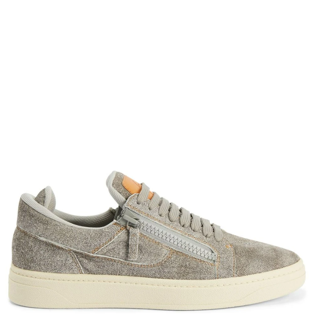 Giuseppe Zanotti Denim Print Lace-Up Sneaker Gray, Herr