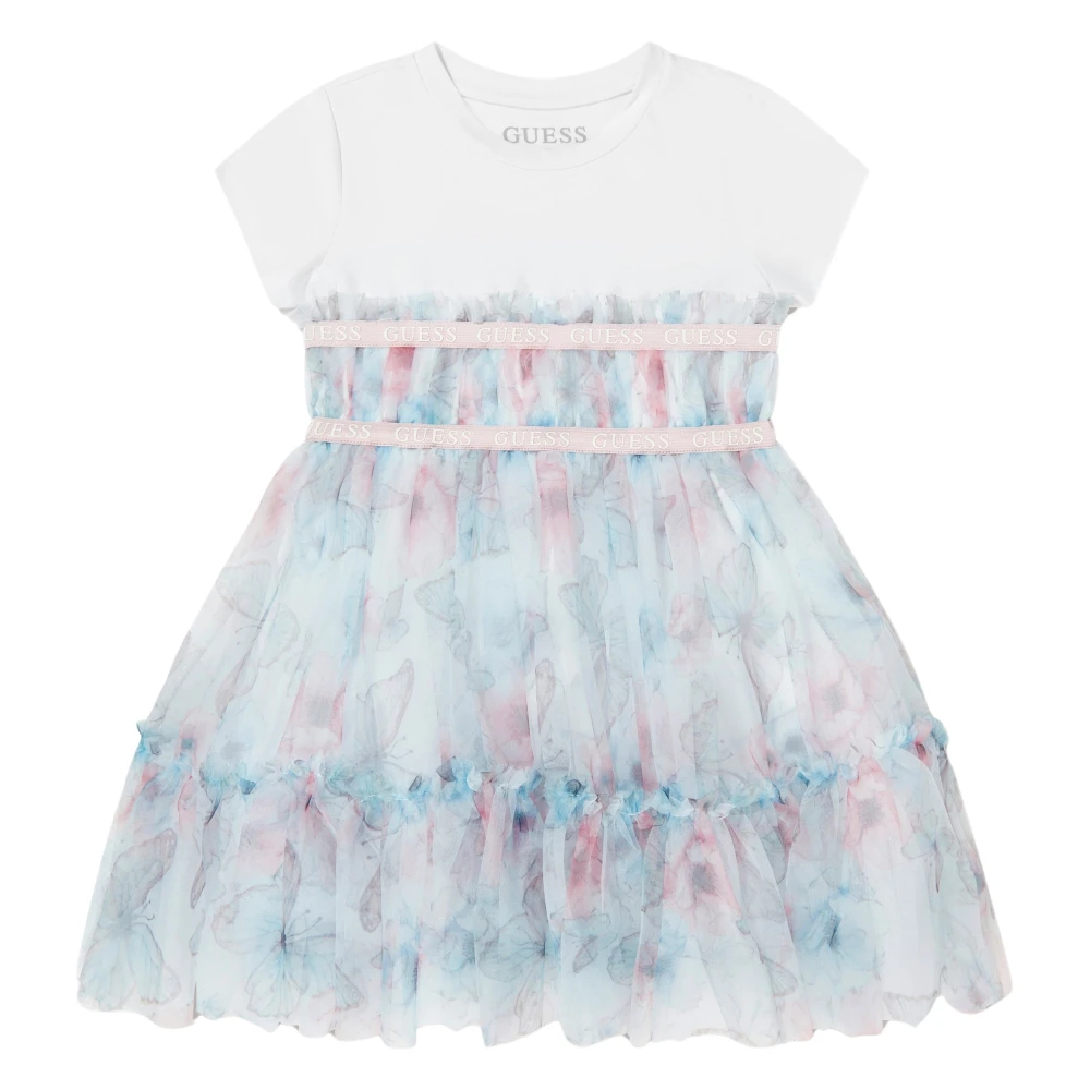 Guess Girls Blue Dresses, 7 Y, Lace Butterfly Collage Dress