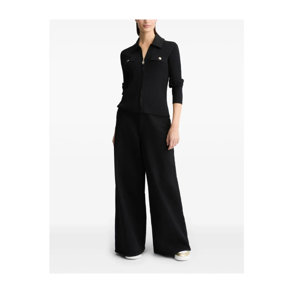 Liu Jo Zwarte Zip Sweater met Zakken Black Dames