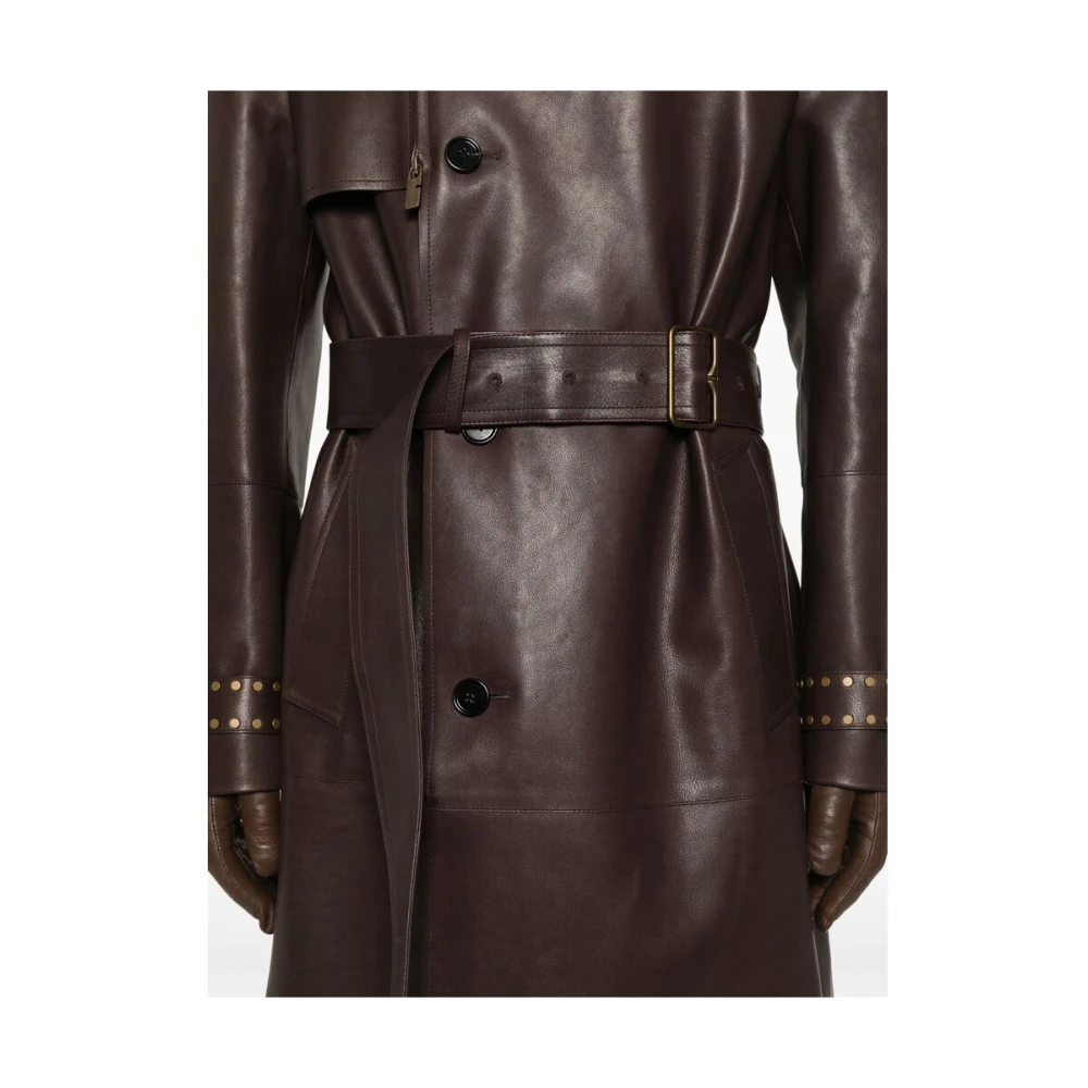 Burberry Stud Embellished Leren Jas Brown Heren