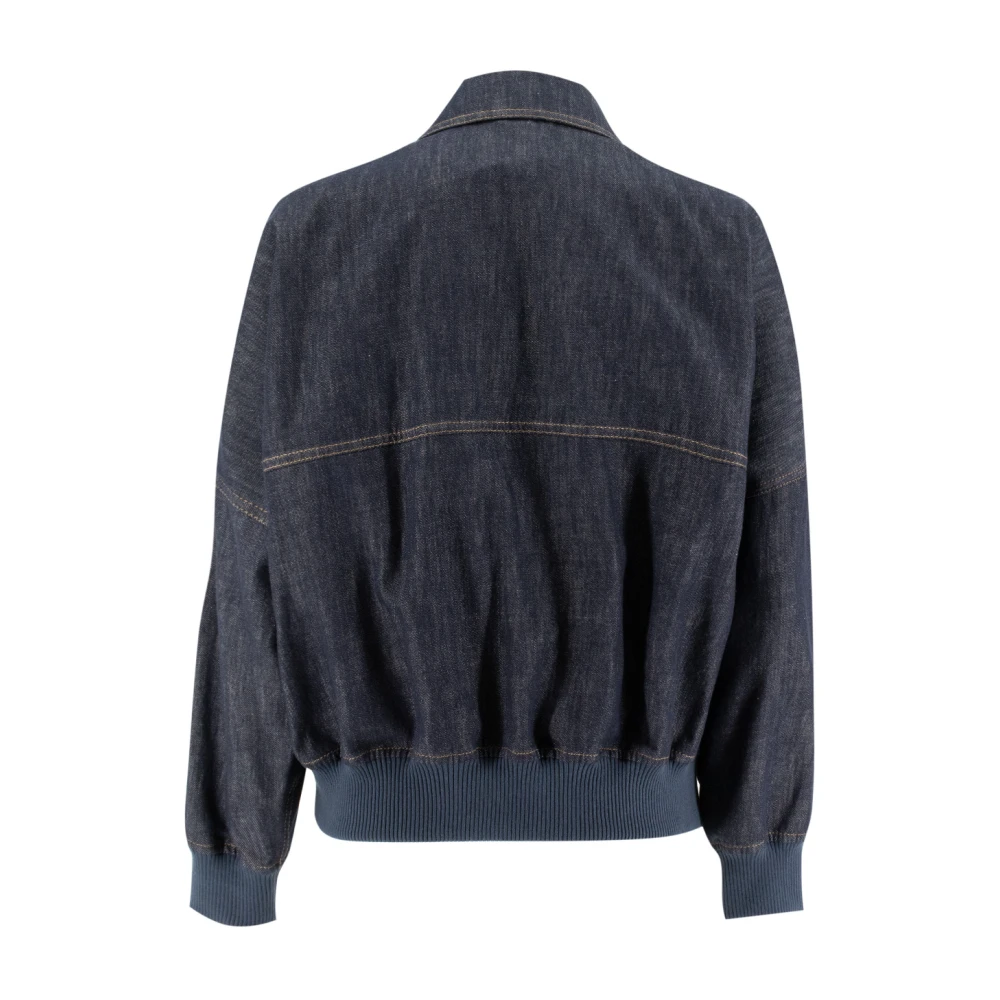 BRUNELLO CUCINELLI Denim jack met klassieke kraag Blue Dames