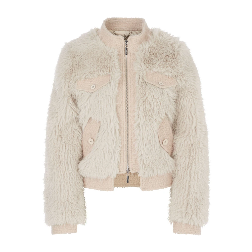 Marc Cain Jas in nepbont in weelderige seventies stijl Beige Dames