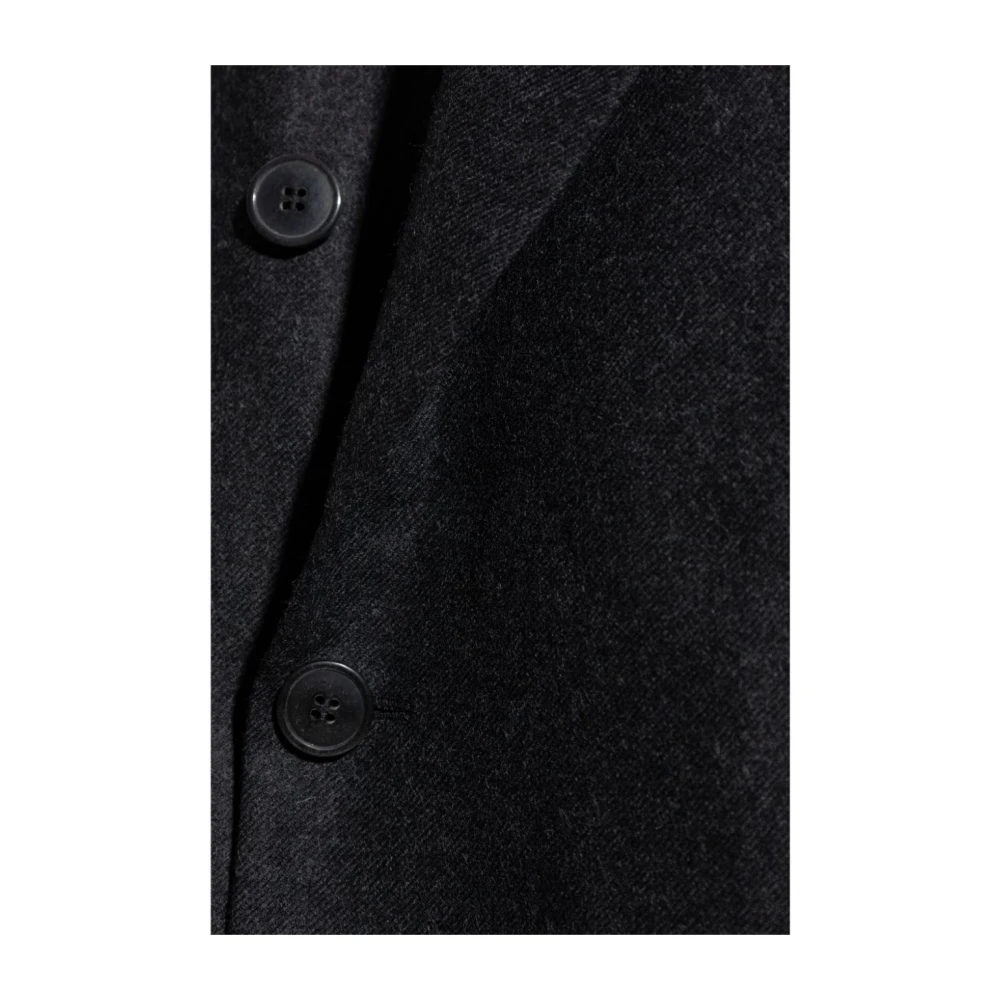 Dries Van Noten Peak Lapel Wollen Flanel Blazer Gray Heren