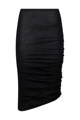 black-ruched-midi-skirt