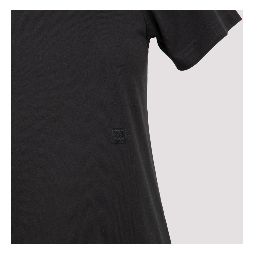 TotêMe Zwart Curved Seam Tee Black Dames