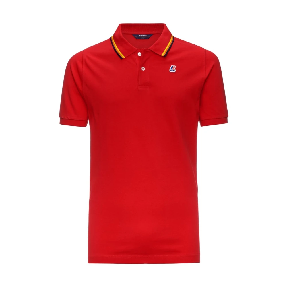 K-Way Men's Red Polo Shirts, S, Stripes Slim Fit Short Sleeve Polo