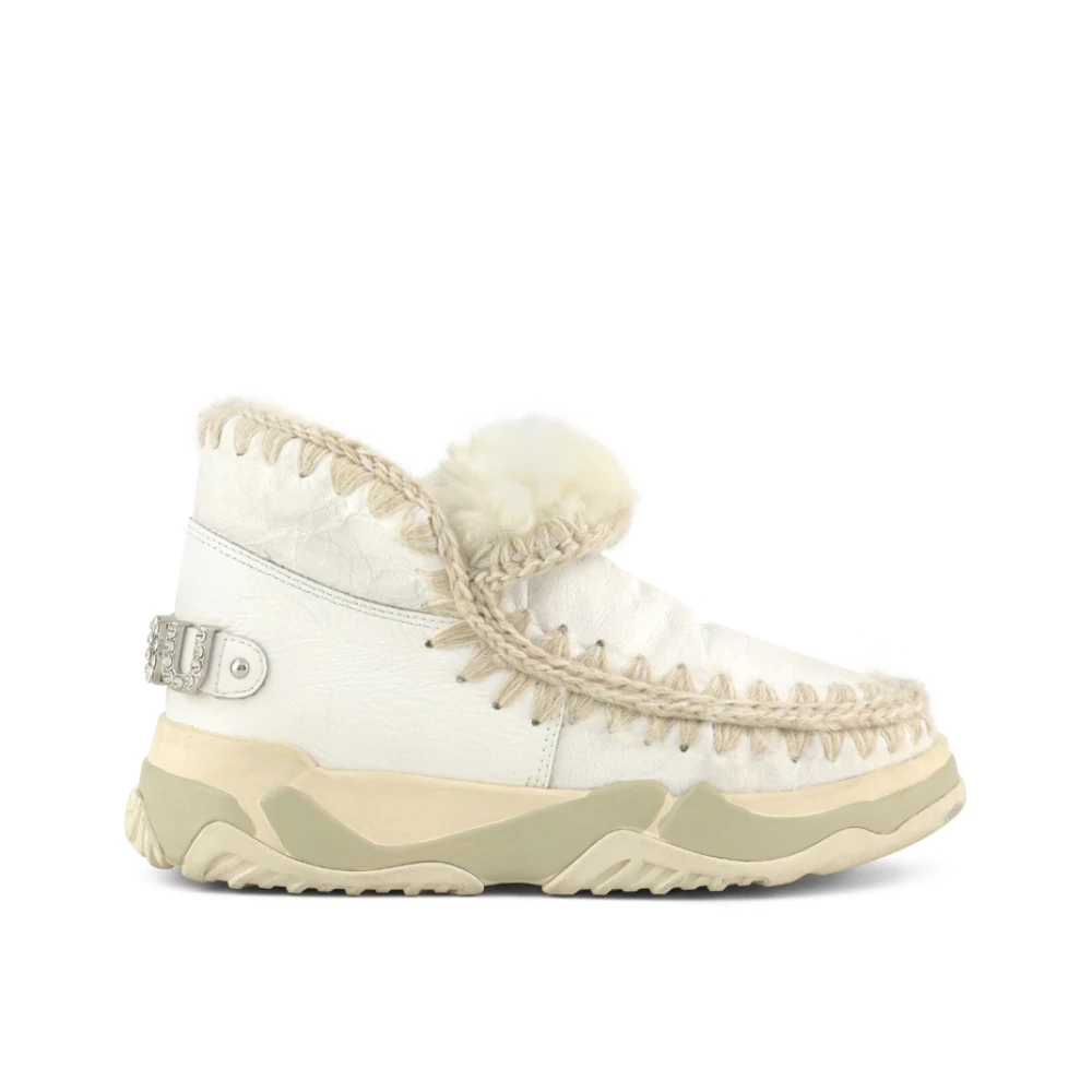 Mou Luxe lamsskin sneaker met gehaakte stiksels White Dames