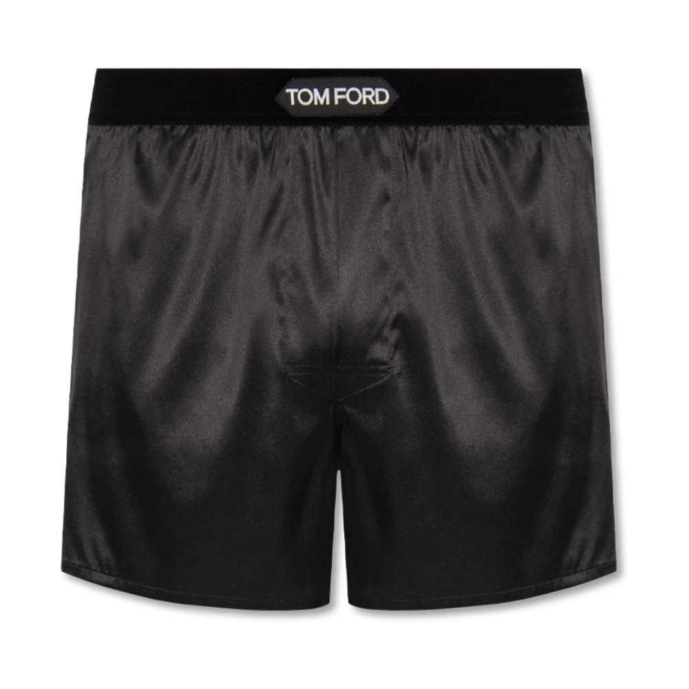 Tom Ford Mannelijk Zwart Ondergoed Heren, Xl, Silk Boxers Met Logo
