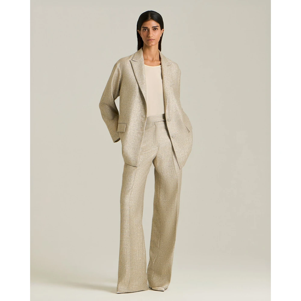 Kiton Lamé Effect Broek Beige Dames