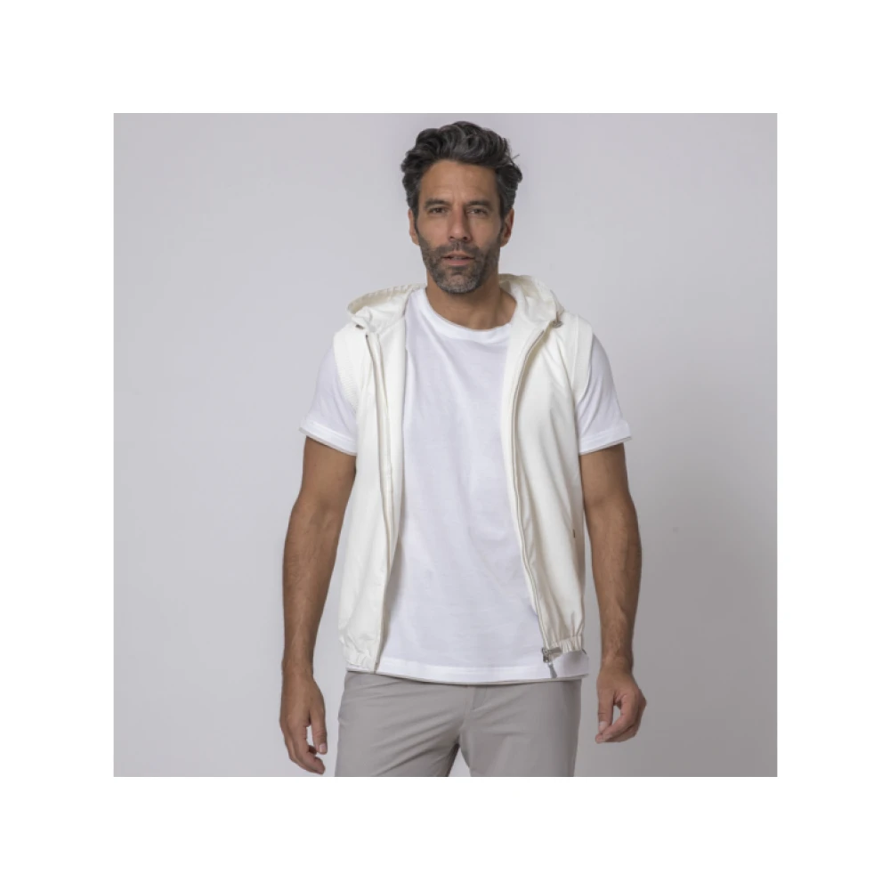Eleventy Gebreid vest met capuchon en rits White Heren