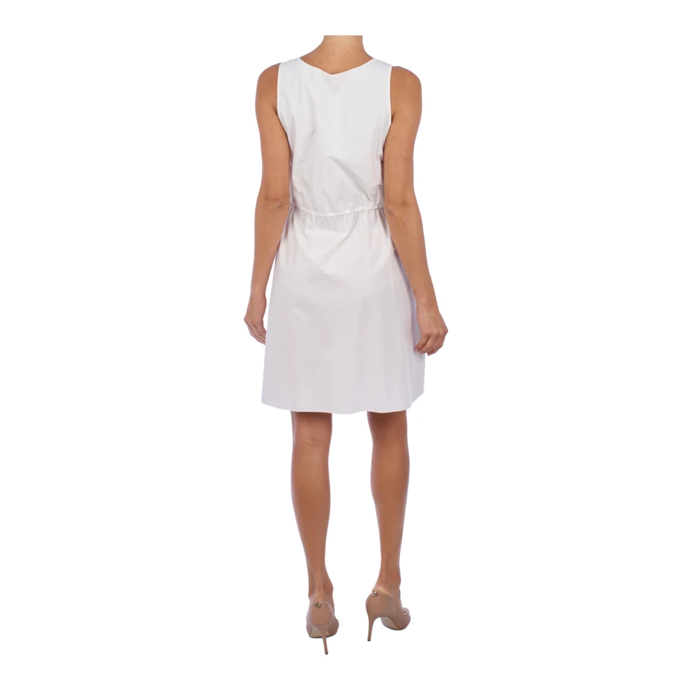Emporio Armani Innovatieve Gelaagde Jurk met Elastische Taille White Dames