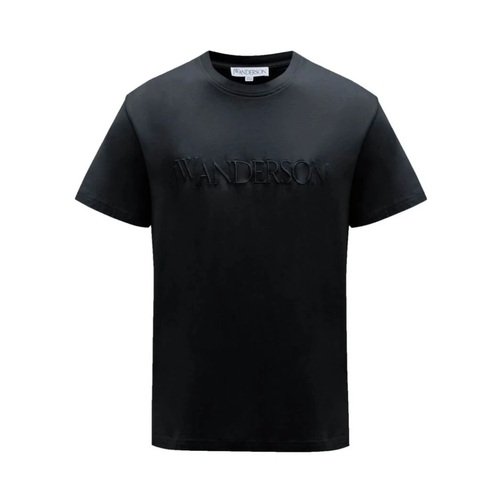 JW Anderson Zwarte T-shirt met geborduurd logo Black Heren