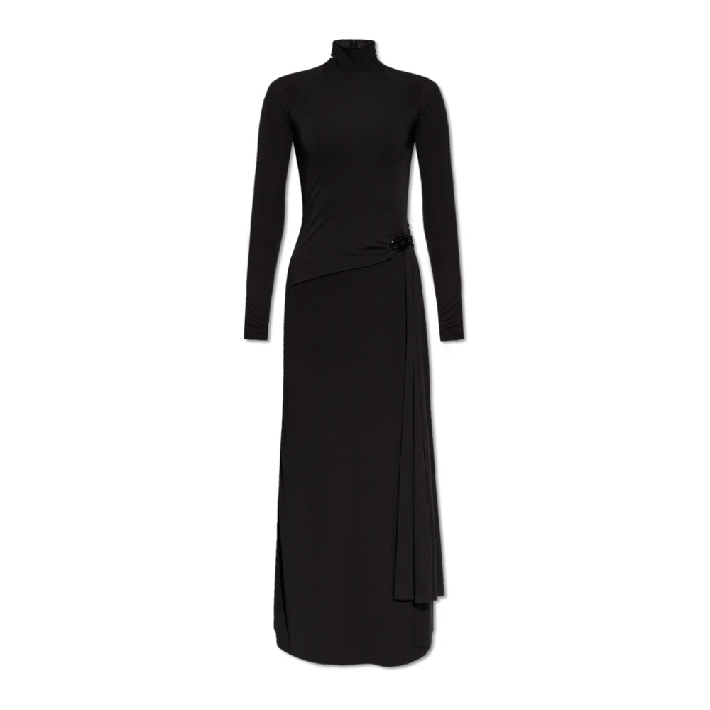 Diesel Long turtleneck dress with draped panel Black Dames