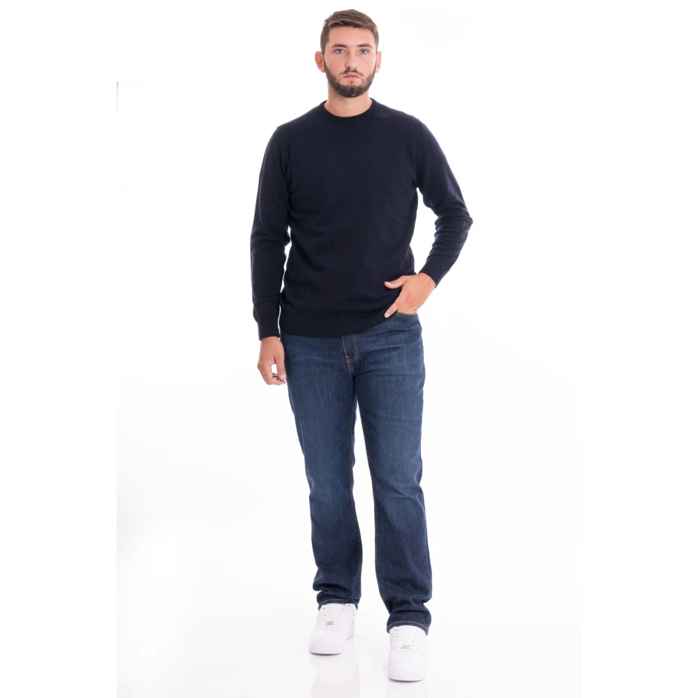 Barbour Harrow Crew Neck Sweater Blue Heren