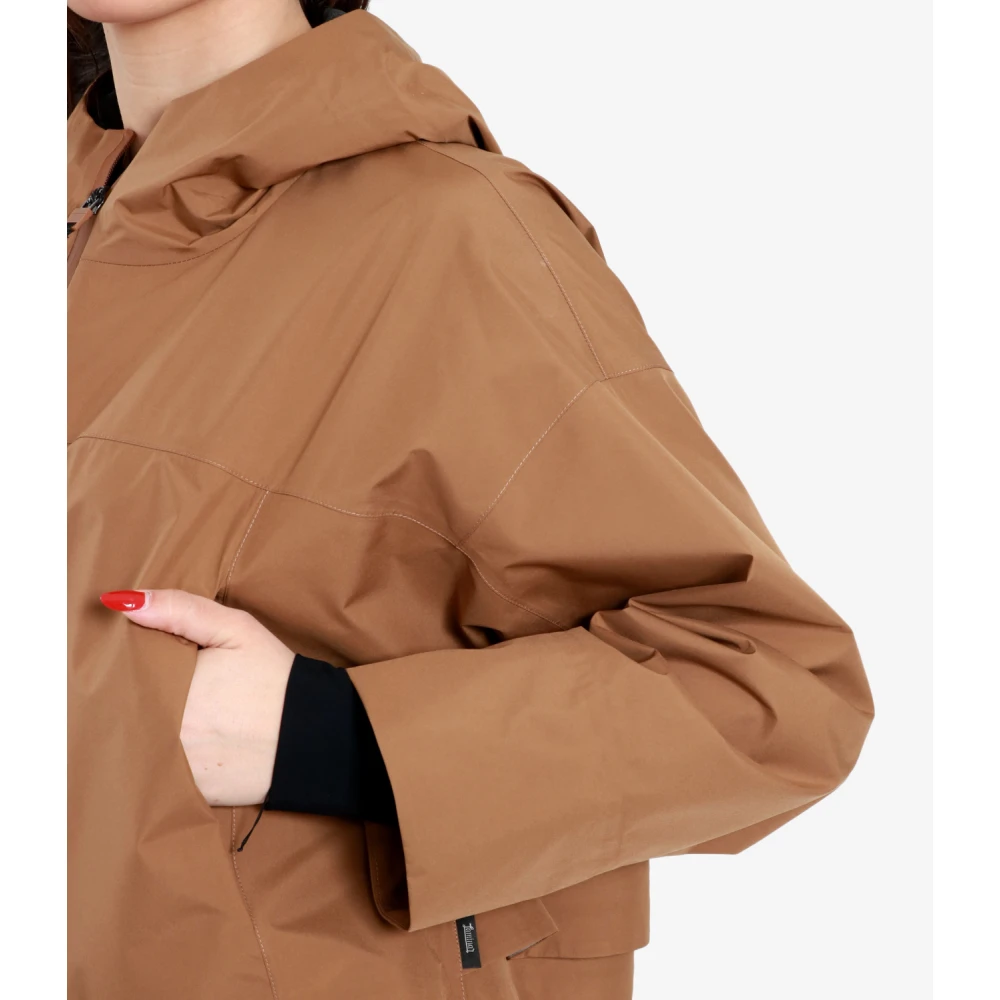 Herno Hooded Technical Fabric Jas Brown Dames