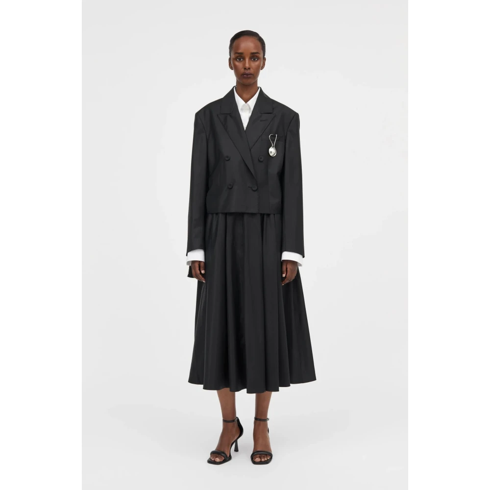 Mark Kenly Domino Tan Geplooide wollen rok in zwart Black Dames