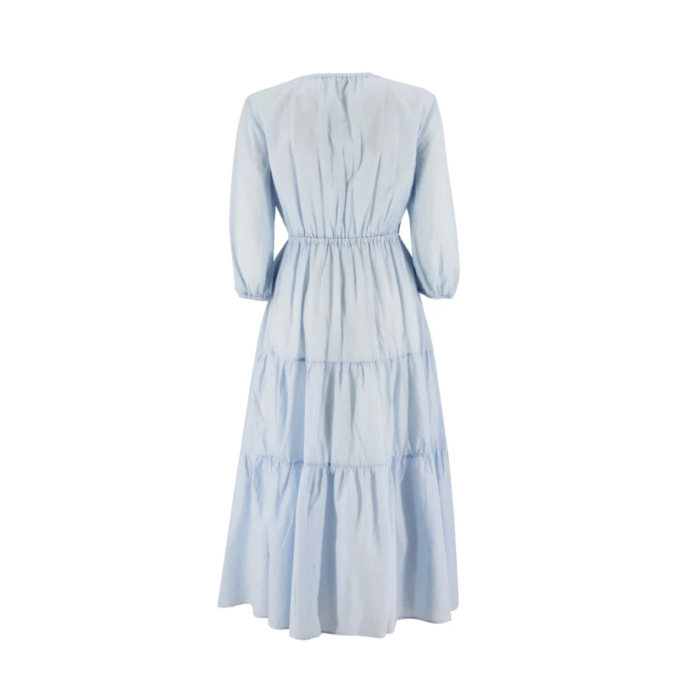 PESERICO Lichte en verfijnde katoenen jurk Blue Dames