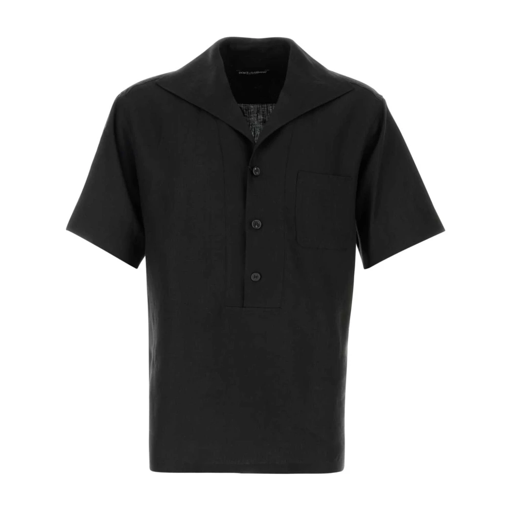 Dolce & Gabbana Mannelijk Zwart Overhemden Heren, L, Linnen, E Linnen Overhemd Voor Heren