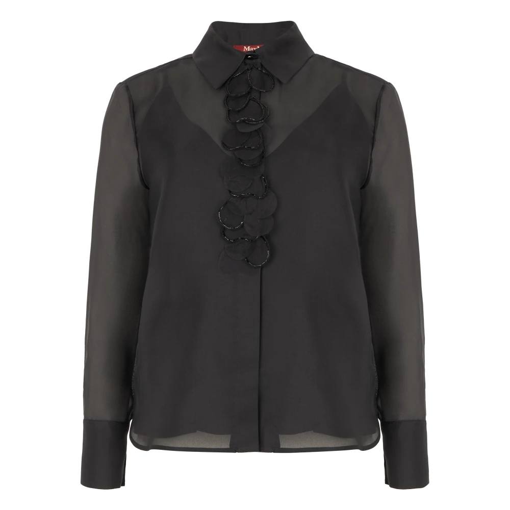 Max Mara Studio Black Shirts, Female, Xs, Silk Chiffon Shirt