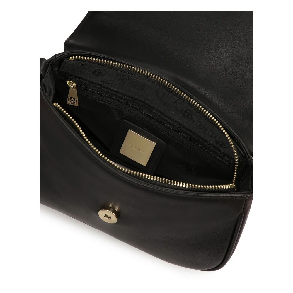 Kazar Leren schoudertas met decoratieve klep Black Dames