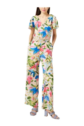 Blommig jumpsuit med V-ringning