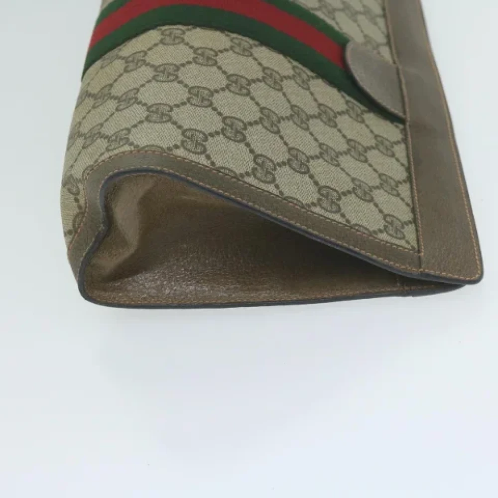 Gucci Vintage Pre-owned Canvas clutches Beige Dames