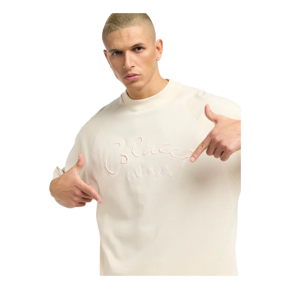 carlo colucci Premium 3D Logo Oversize T-Shirt Beige Heren