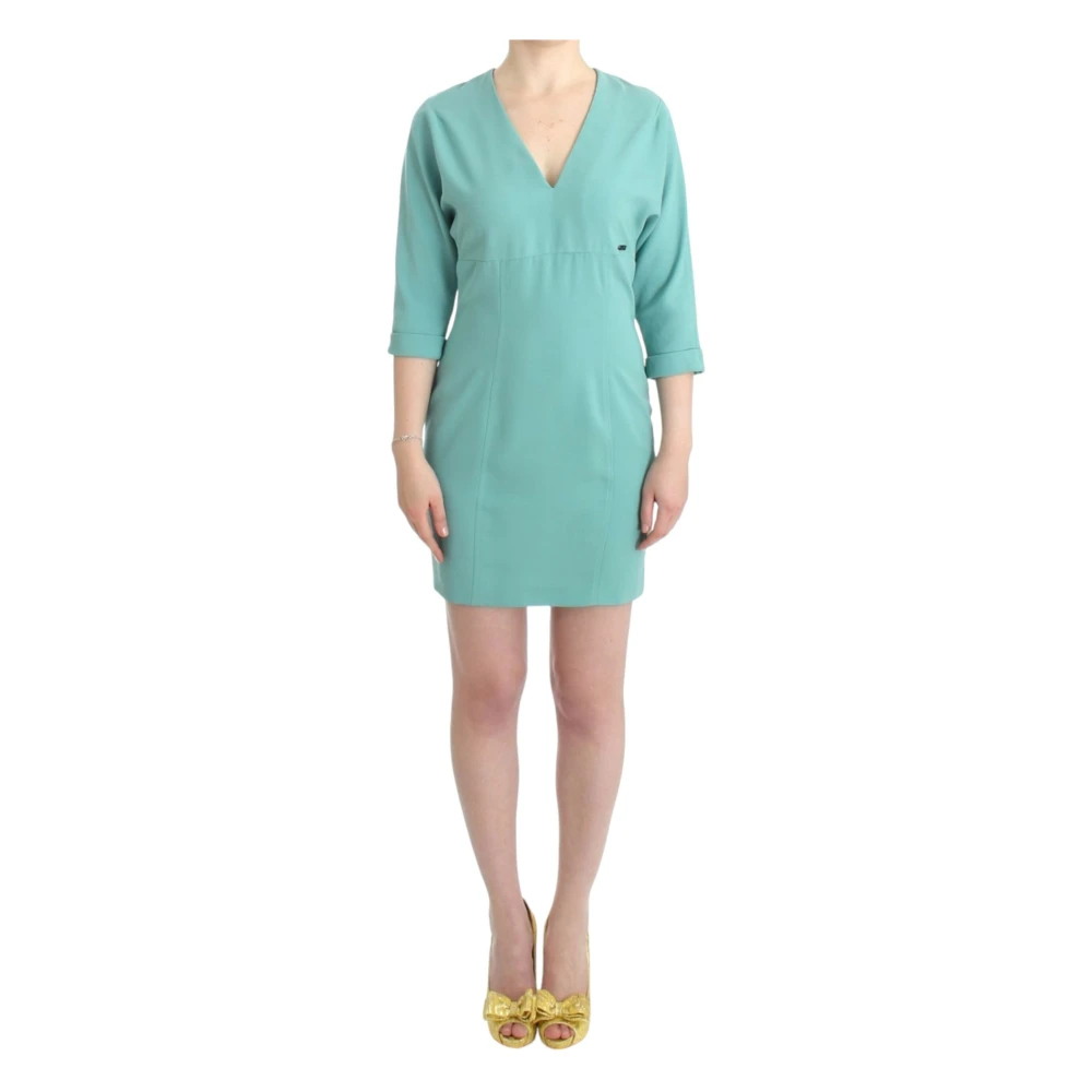 Costume National , Short Dresses, Female, Green, L, Elegant Green Midi Dress With V-Neck