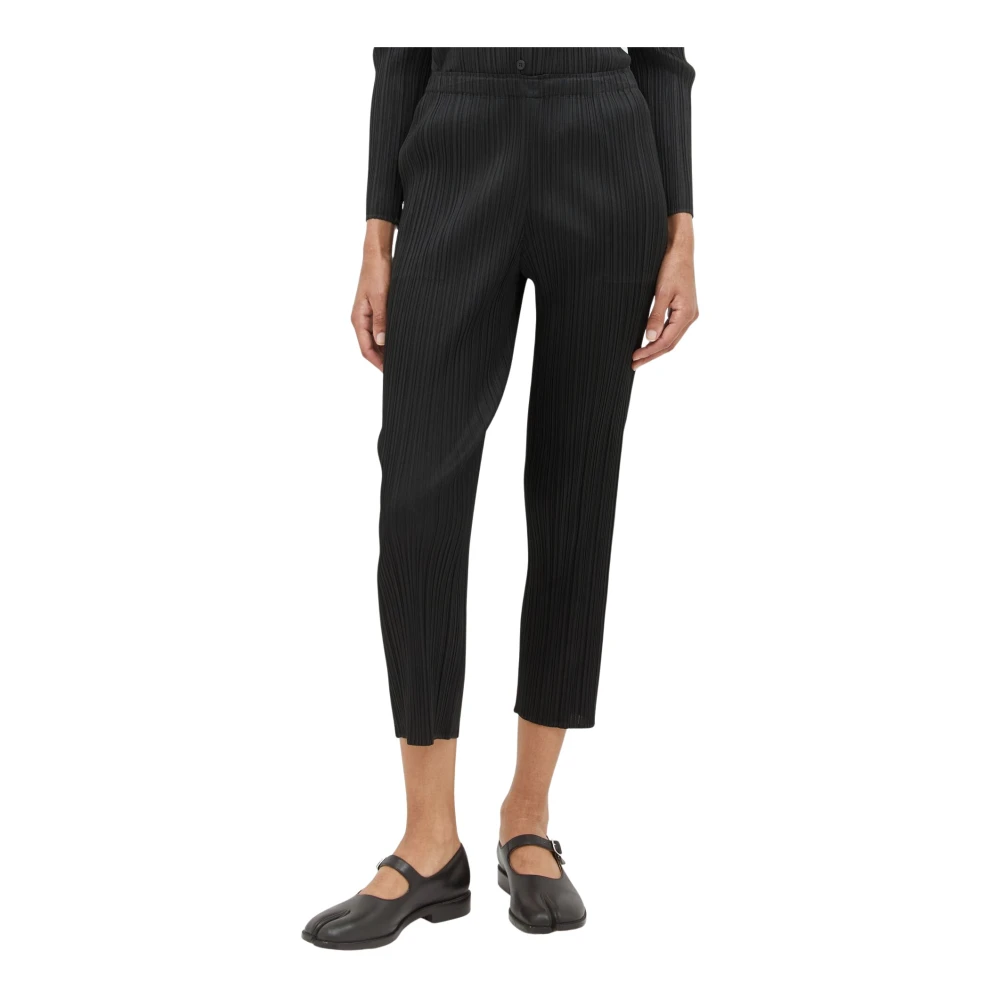 Issey Miyake Cropped Geplooide Broek Black Dames