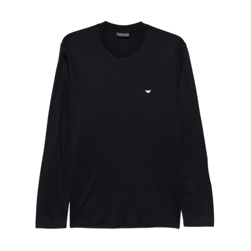 Emporio Armani Men's Blue Logo Long-Sleeve T-Shirt - Long Sleeve T-Shirts - L - Tops