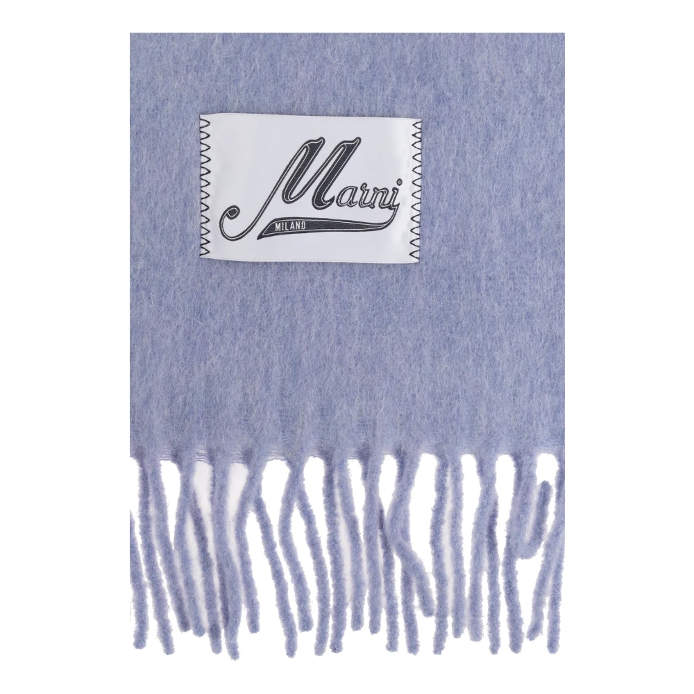 Marni Wollen sjaal met logo Blue Dames