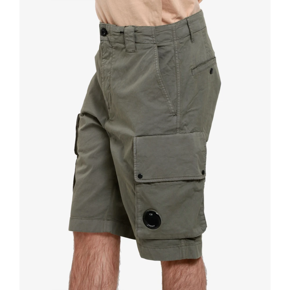 C.P. Company Agave Katoenen Shorts met Logo Green Heren